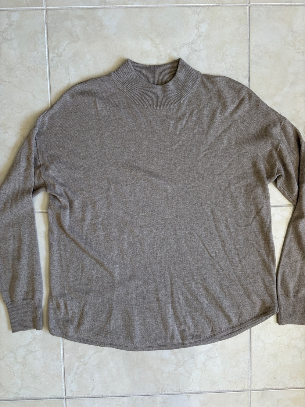 Madewell Taupe Ribbed Mock Neck Sweater Small